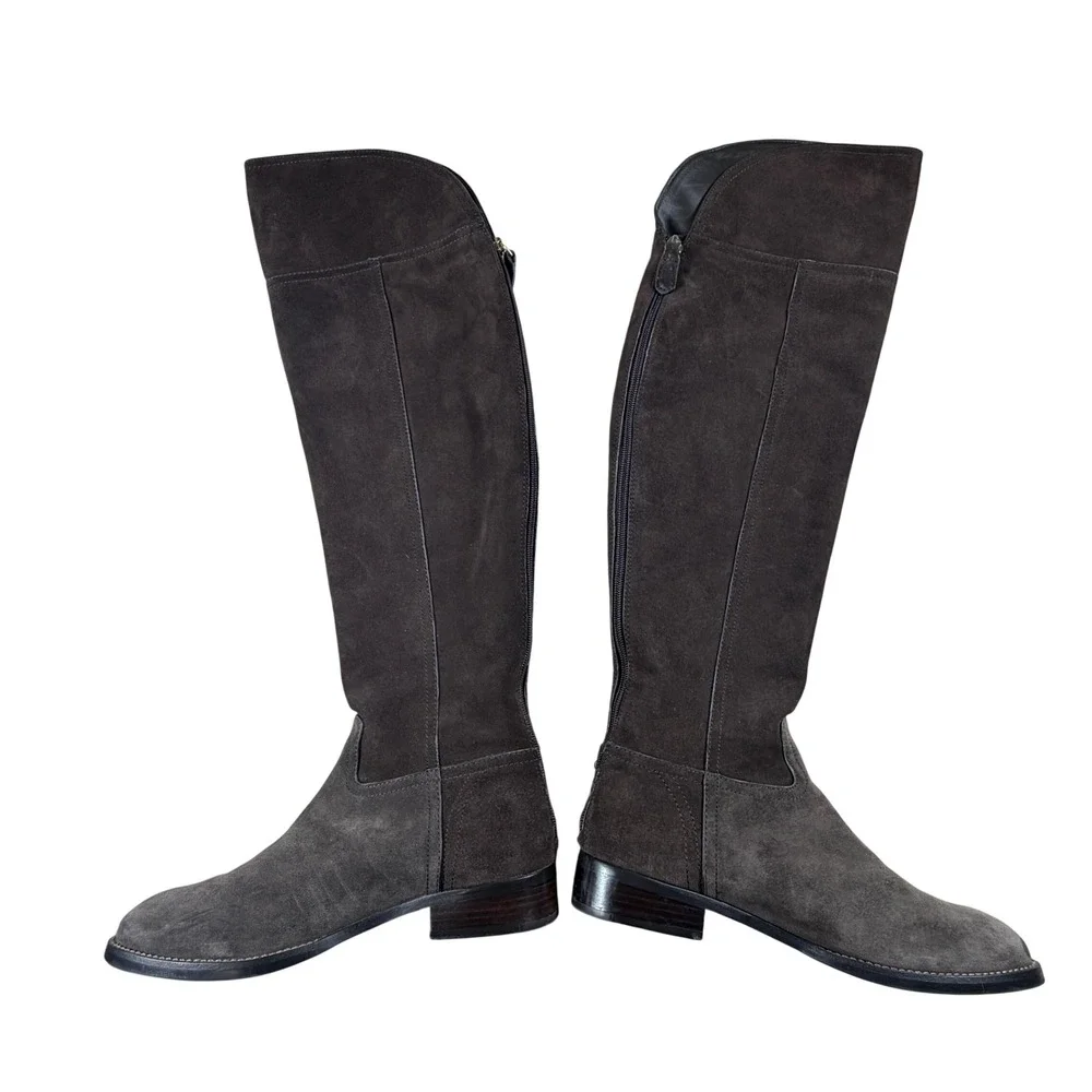 Tory Burch Brown Suede Over The Knee Boots Low Block Heel Size 8M